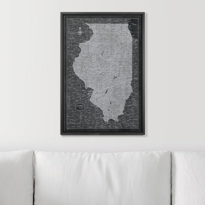 Push Pin Illinois Map (Pin Board) - Modern Slate CM Pin Board