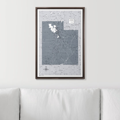 Push Pin Utah Map (Pin Board) - Dark Gray Color Splash CM Pin Board