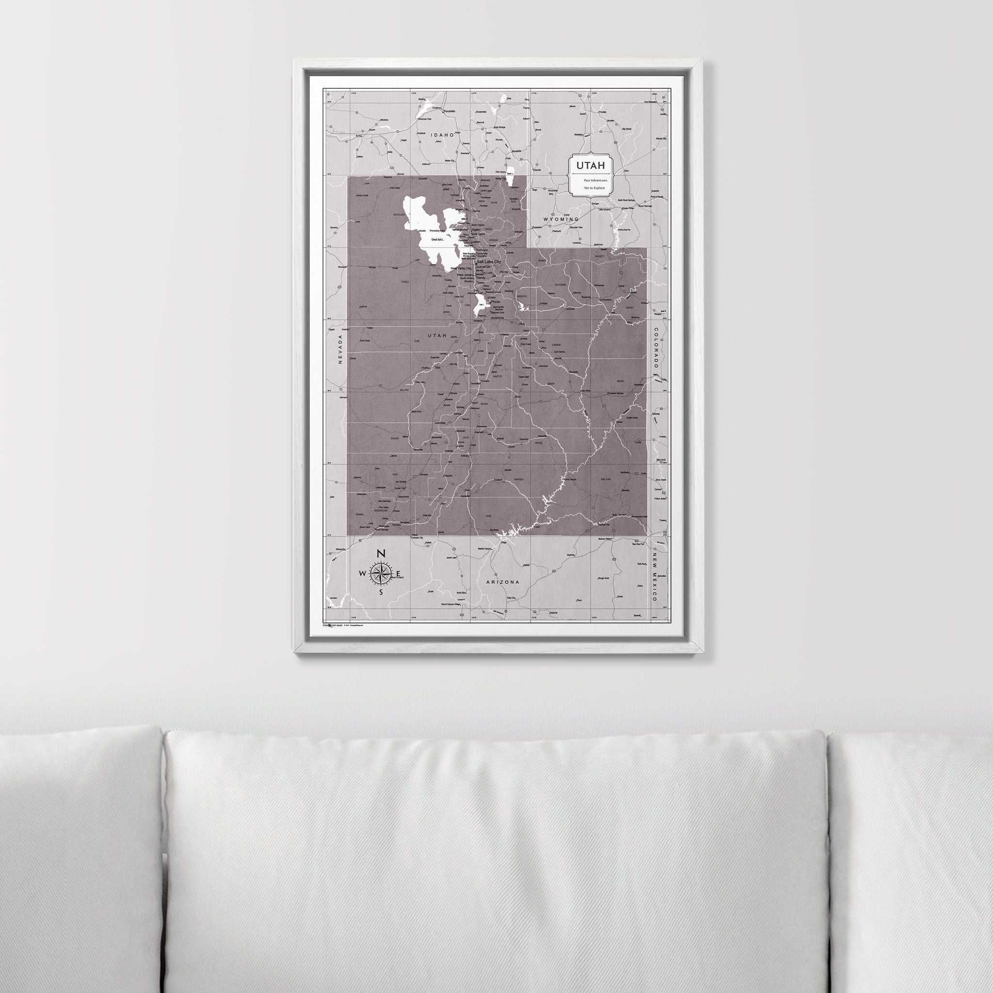 Push Pin Utah Map (Pin Board) - Dark Brown Color Splash CM Pin Board