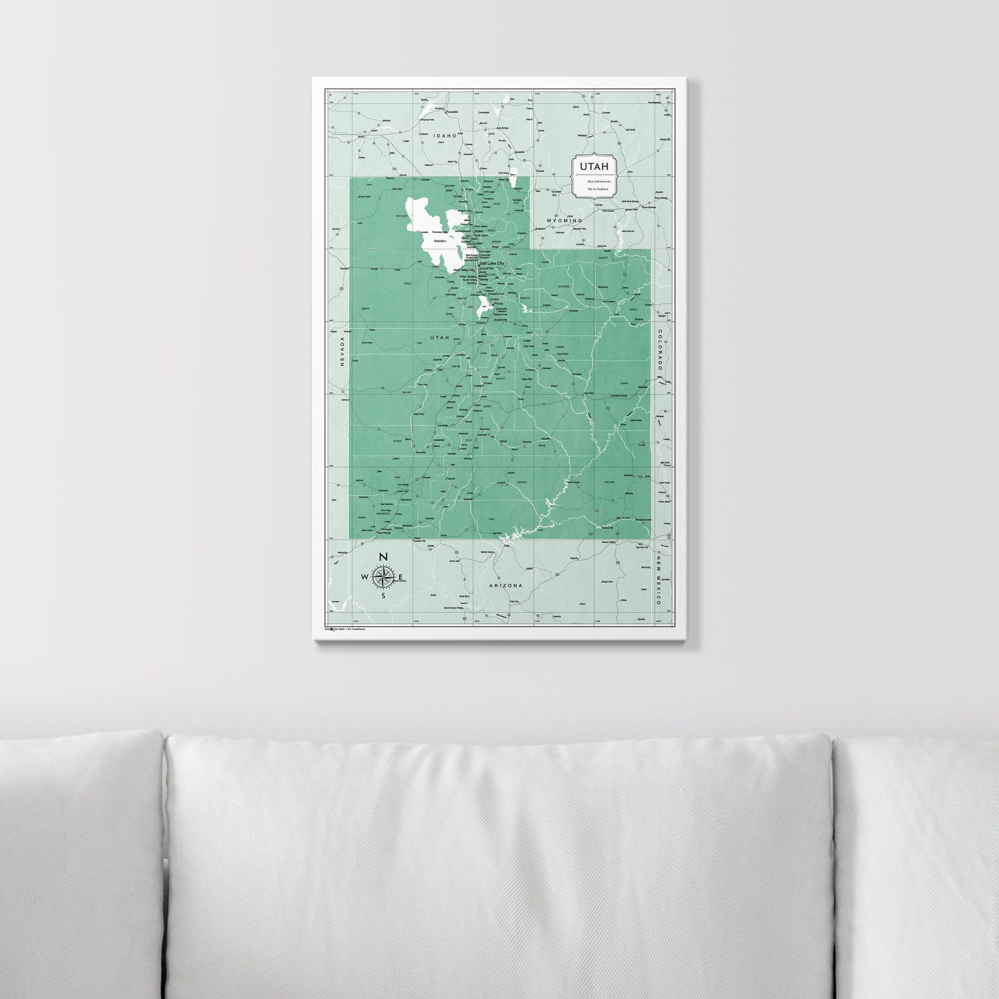 Push Pin Utah Map (Pin Board) - Green Color Splash CM Pin Board