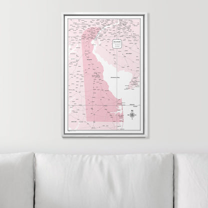 Push Pin Delaware Map (Pin Board) - Pink Color Splash CM Pin Board