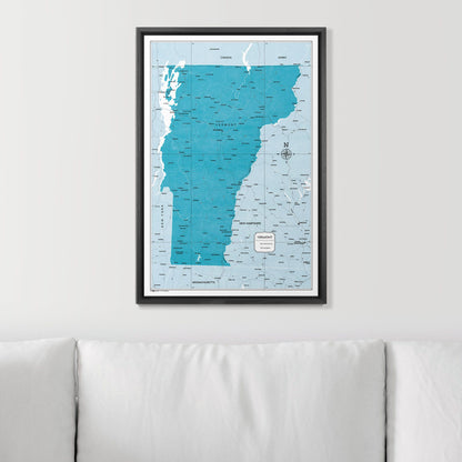 Push Pin Vermont Map (Pin Board) - Teal Color Splash CM Pin Board