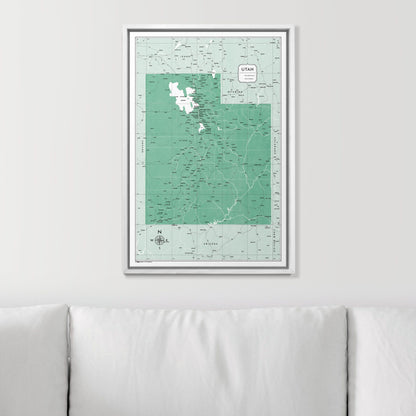 Push Pin Utah Map (Pin Board) - Green Color Splash CM Pin Board