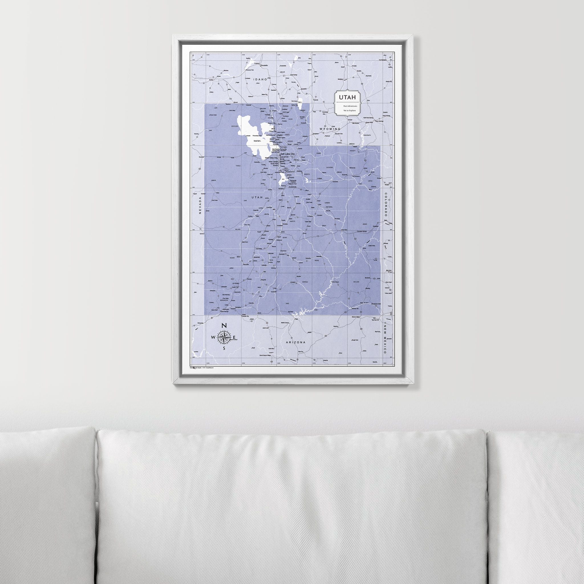 Push Pin Utah Map (Pin Board) - Purple Color Splash CM Pin Board