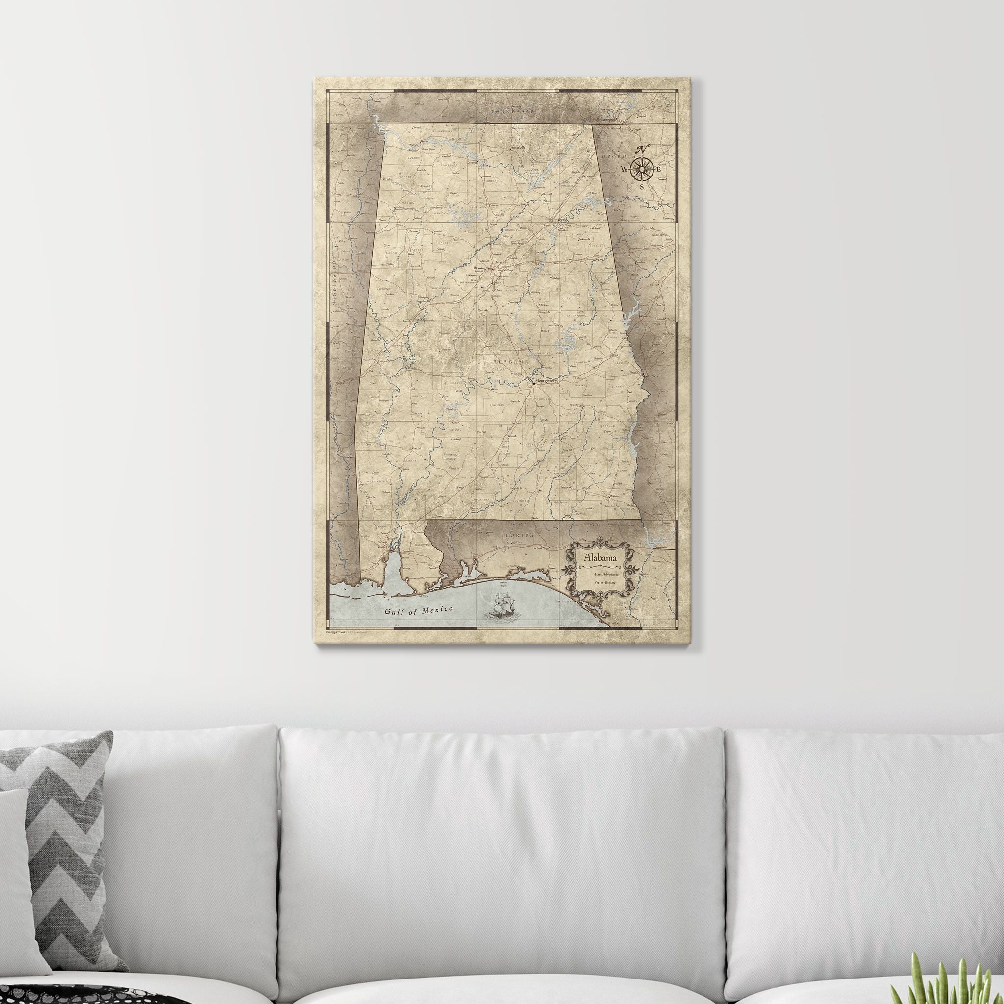 Push Pin Alabama Map (Pin Board) - Rustic Vintage CM Pin Board