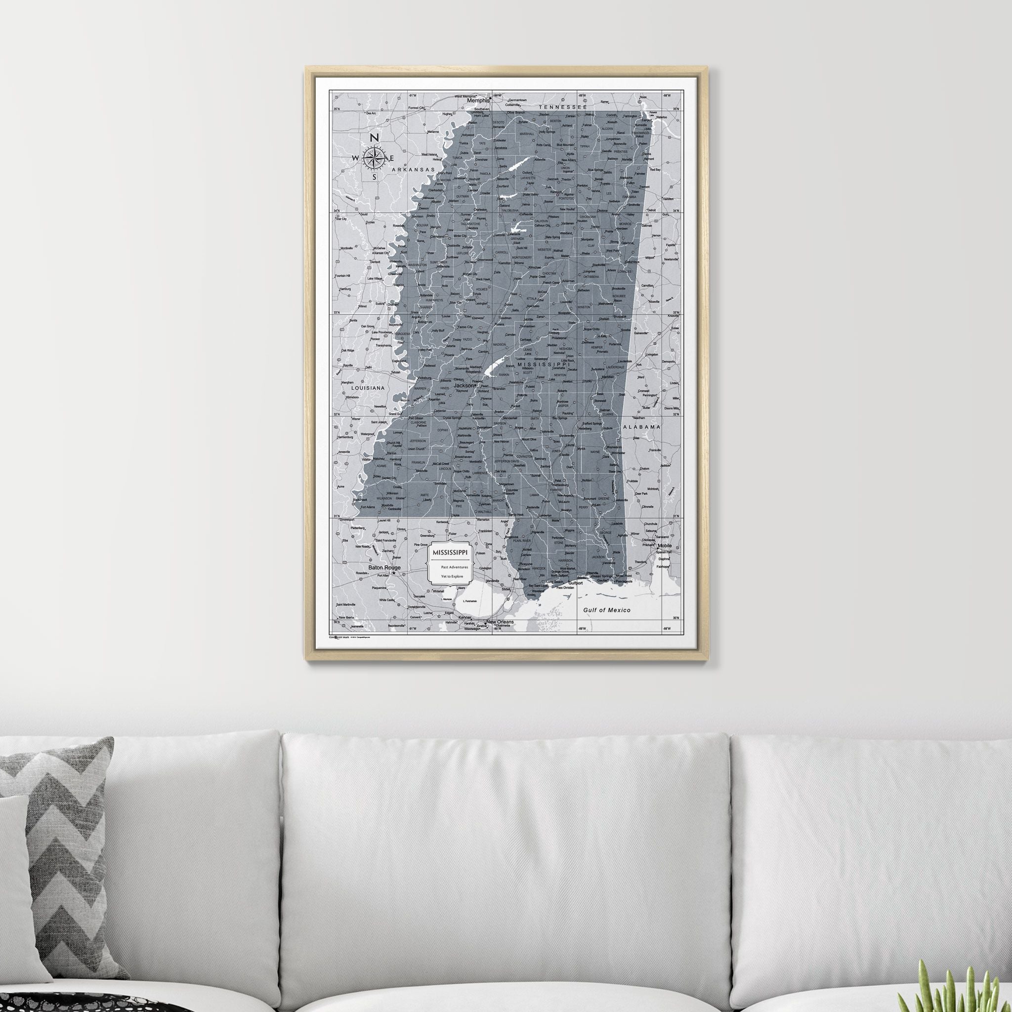 Push Pin Mississippi Map (Pin Board) - Dark Gray Color Splash CM Pin Board