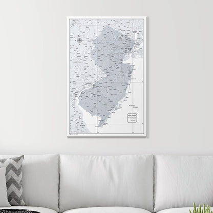 Push Pin New Jersey Map (Pin Board) - Light Gray Color Splash CM Pin Board