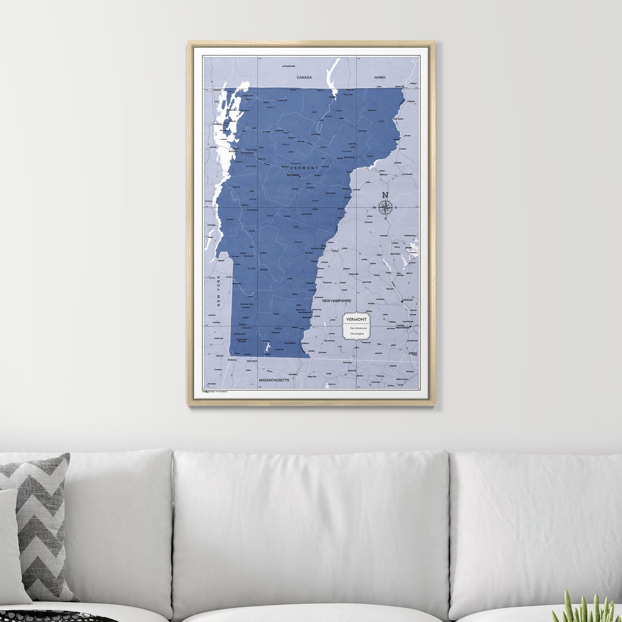 Push Pin Vermont Map (Pin Board) - Navy Color Splash CM Pin Board