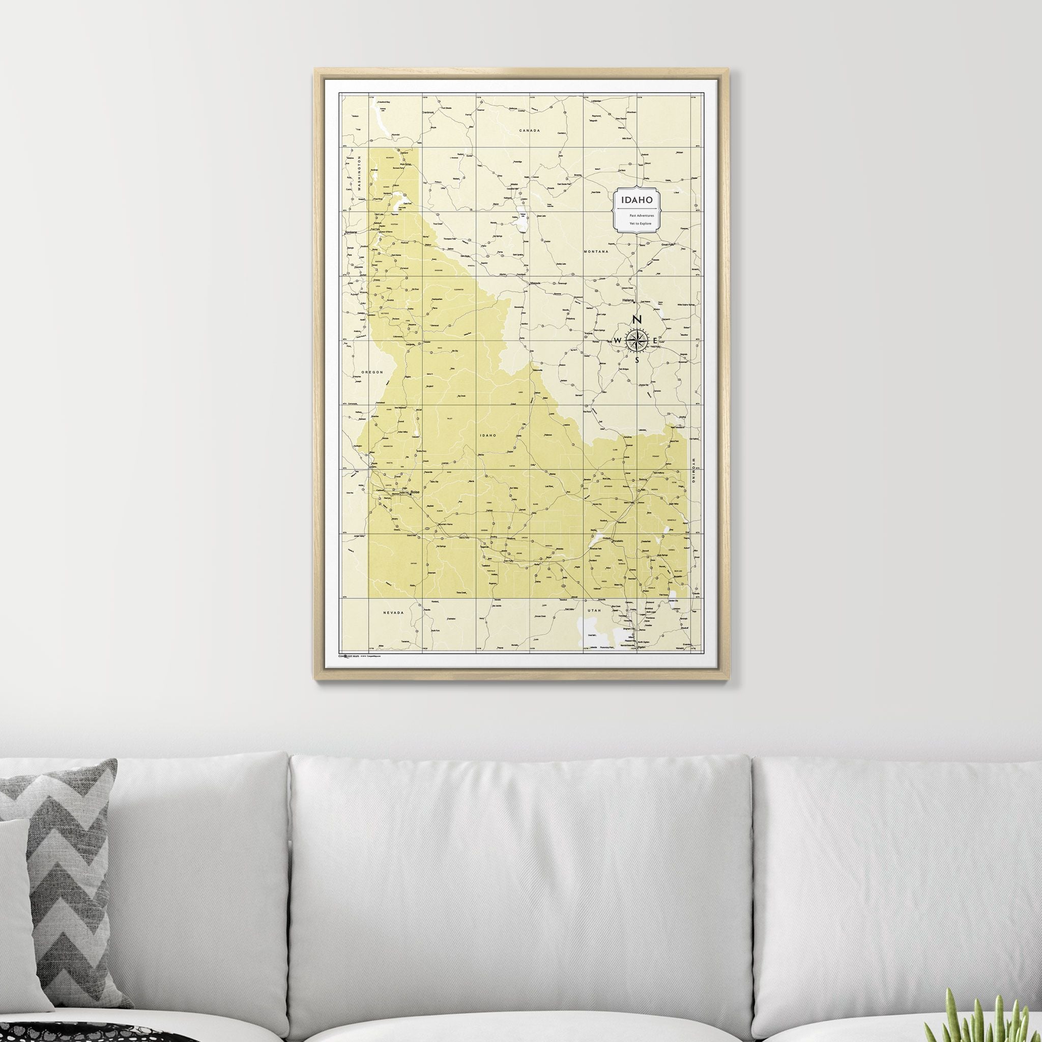 Push Pin Idaho Map (Pin Board) - Yellow Color Splash CM Pin Board