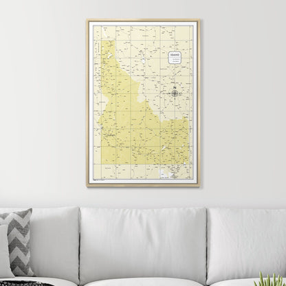 Push Pin Idaho Map (Pin Board) - Yellow Color Splash CM Pin Board