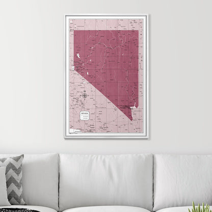 Push Pin Nevada Map (Pin Board) - Burgundy Color Splash CM Pin Board