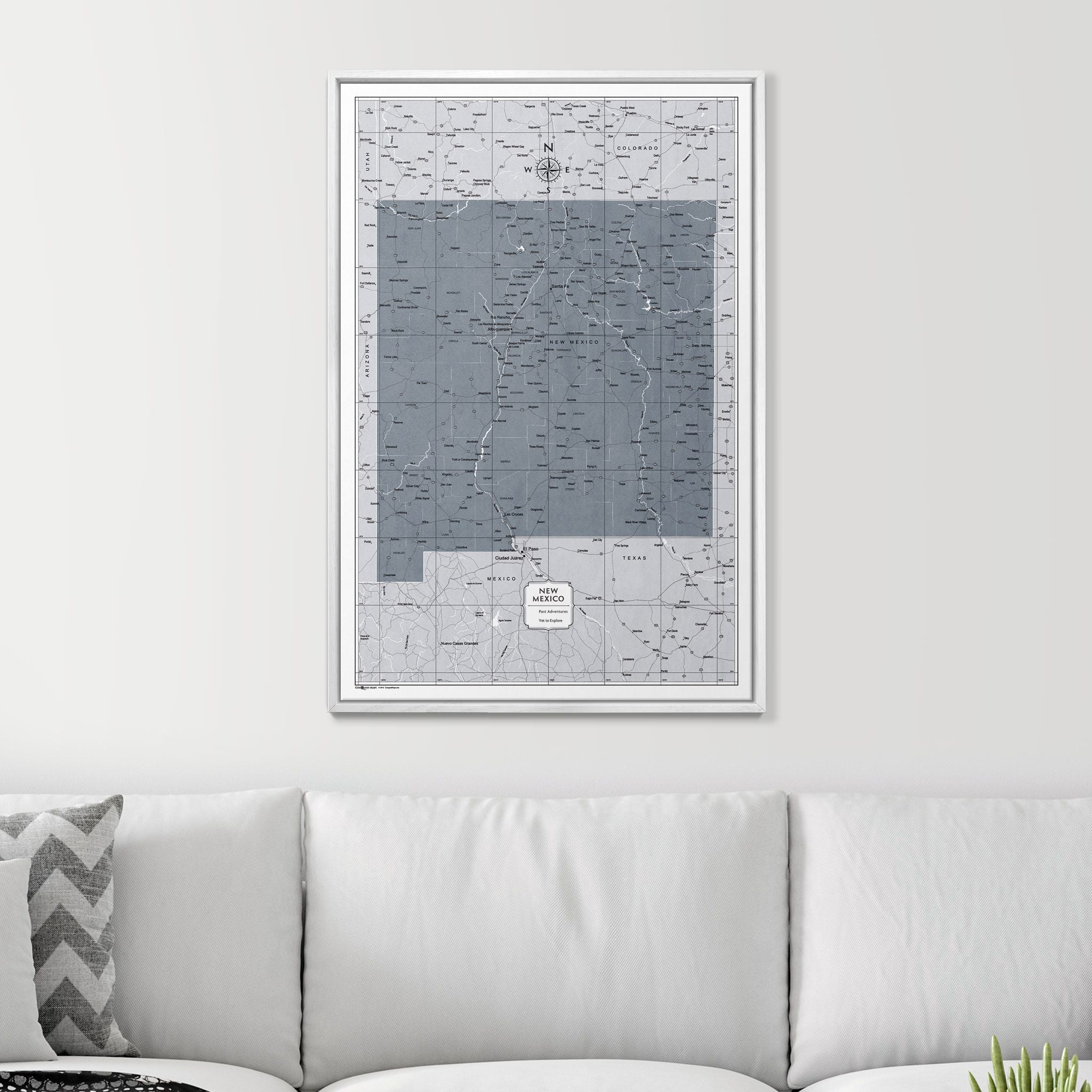 Push Pin New Mexico Map (Pin Board) - Dark Gray Color Splash CM Pin Board