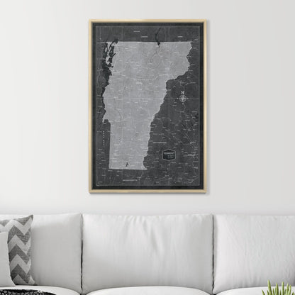 Push Pin Vermont Map (Pin Board) - Modern Slate CM Pin Board