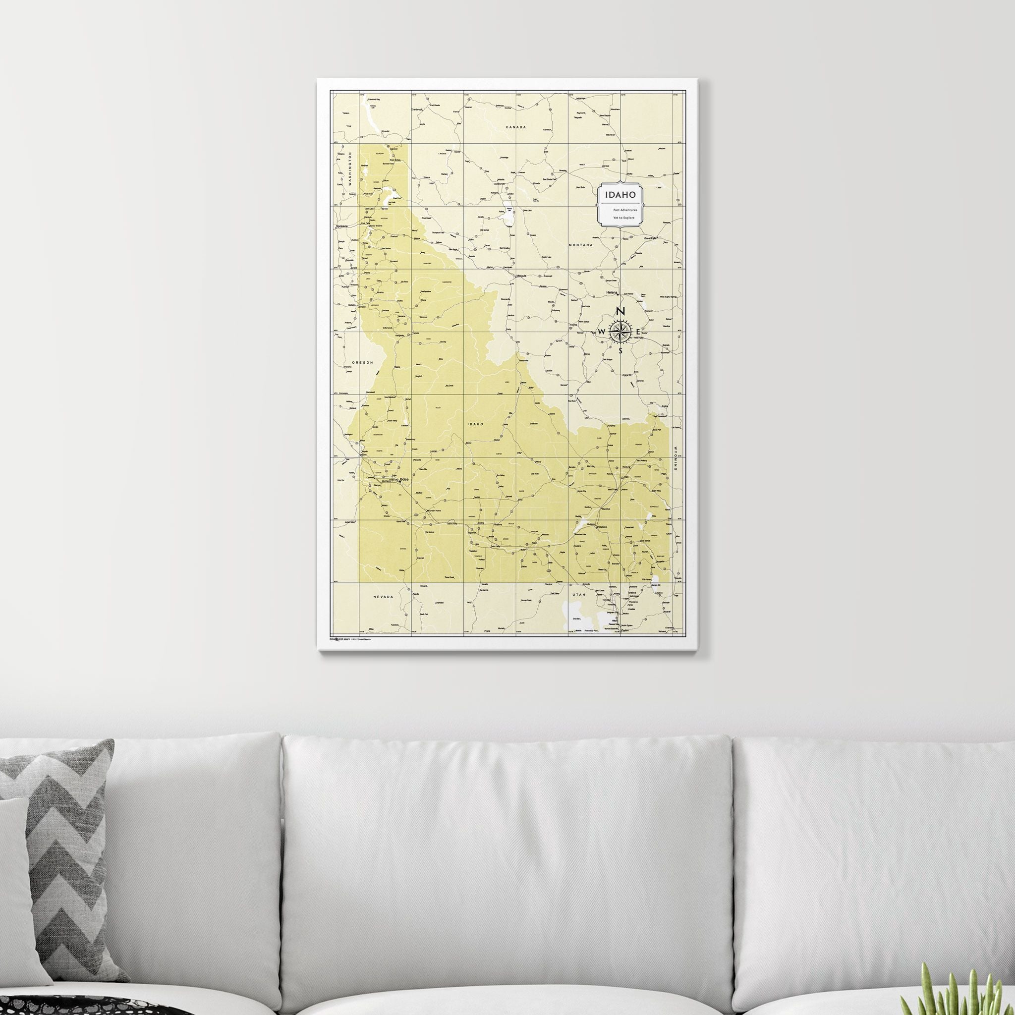 Push Pin Idaho Map (Pin Board) - Yellow Color Splash CM Pin Board