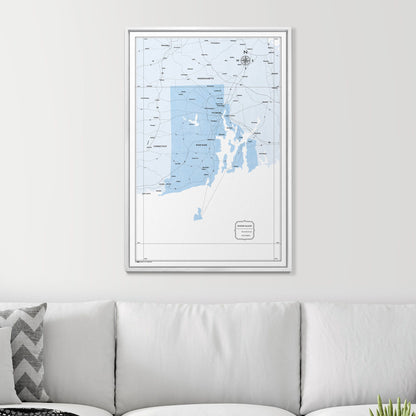 Push Pin Rhode Island Map (Pin Board) - Light Blue Color Splash CM Pin Board