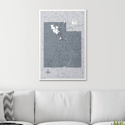 Push Pin Utah Map (Pin Board) - Dark Gray Color Splash CM Pin Board