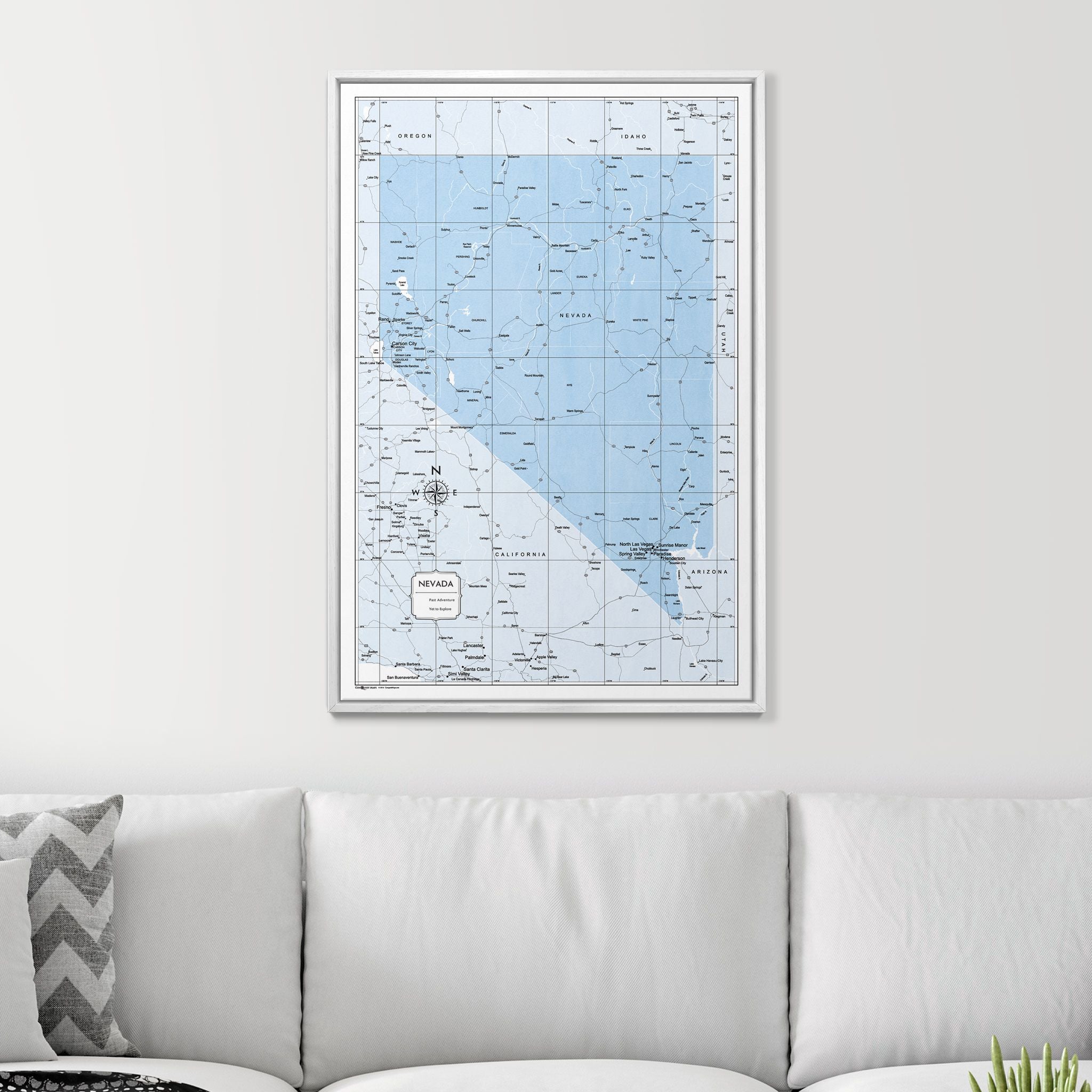 Push Pin Nevada Map (Pin Board) - Light Blue Color Splash CM Pin Board