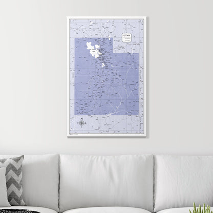 Push Pin Utah Map (Pin Board) - Purple Color Splash CM Pin Board