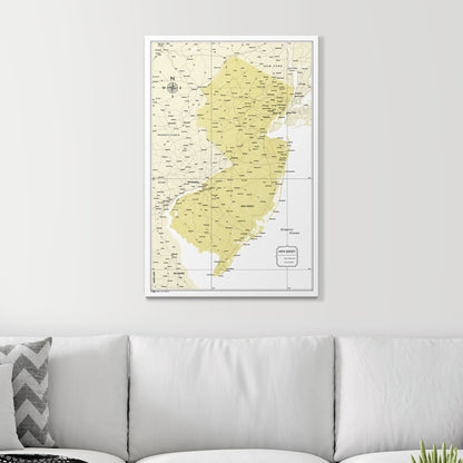 Push Pin New Jersey Map (Pin Board) - Yellow Color Splash CM Pin Board