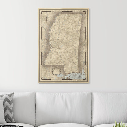 Push Pin Mississippi Map (Pin Board) - Rustic Vintage CM Pin Board