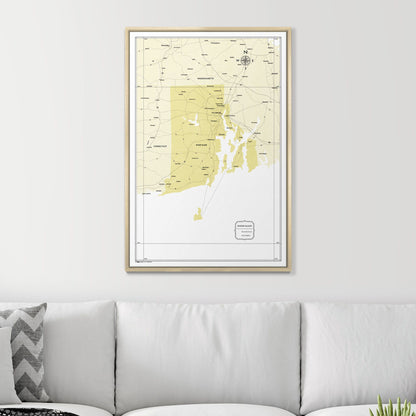 Push Pin Rhode Island Map (Pin Board) - Yellow Color Splash CM Pin Board