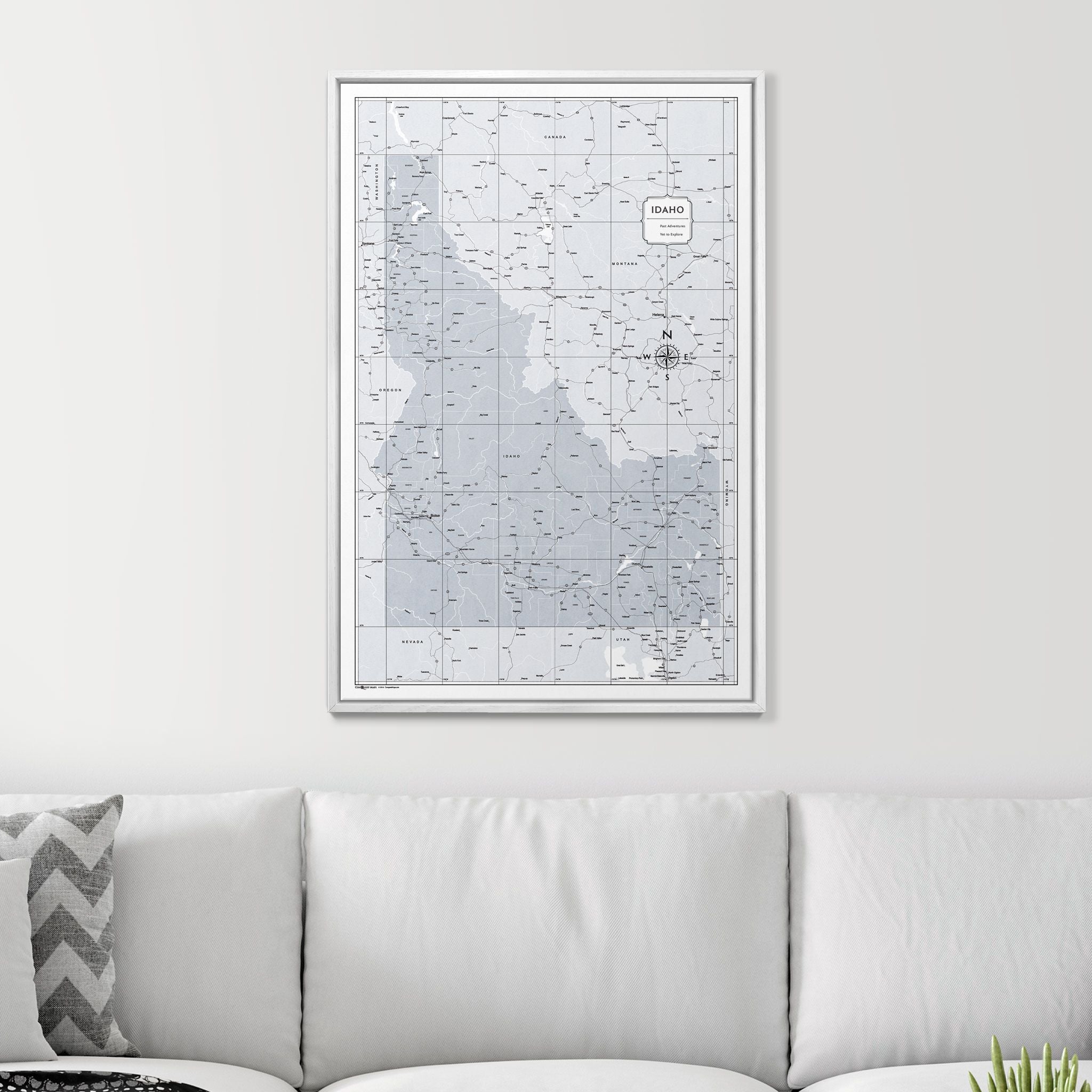 Push Pin Idaho Map (Pin Board) - Light Gray Color Splash CM Pin Board