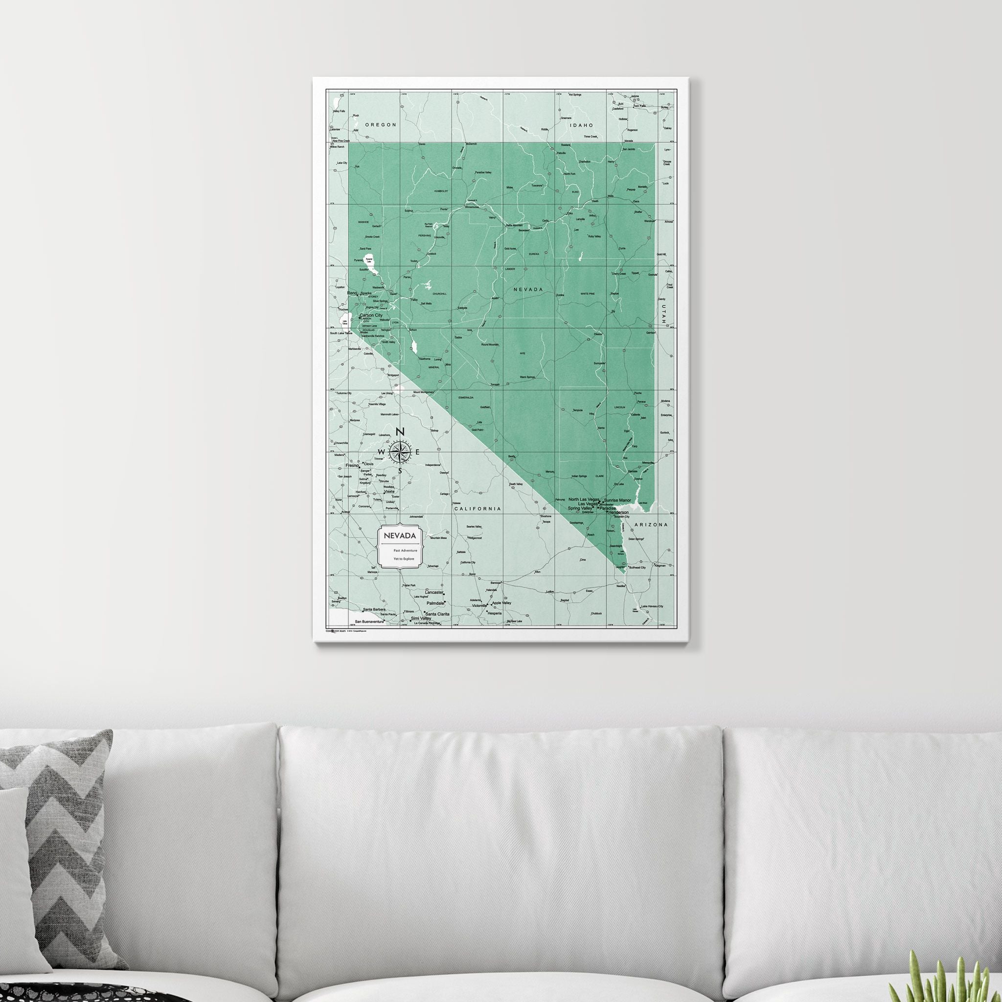 Push Pin Nevada Map (Pin Board) - Green Color Splash CM Pin Board