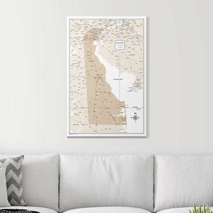 Push Pin Delaware Map (Pin Board) - Light Brown Color Splash CM Pin Board