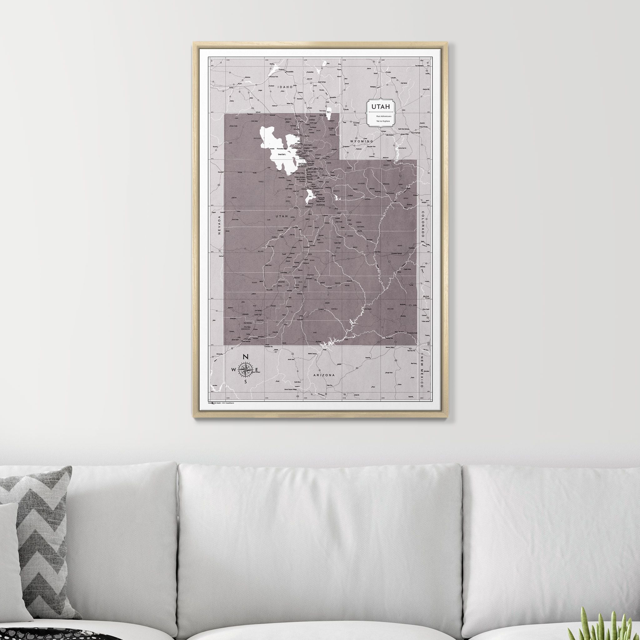 Push Pin Utah Map (Pin Board) - Dark Brown Color Splash CM Pin Board