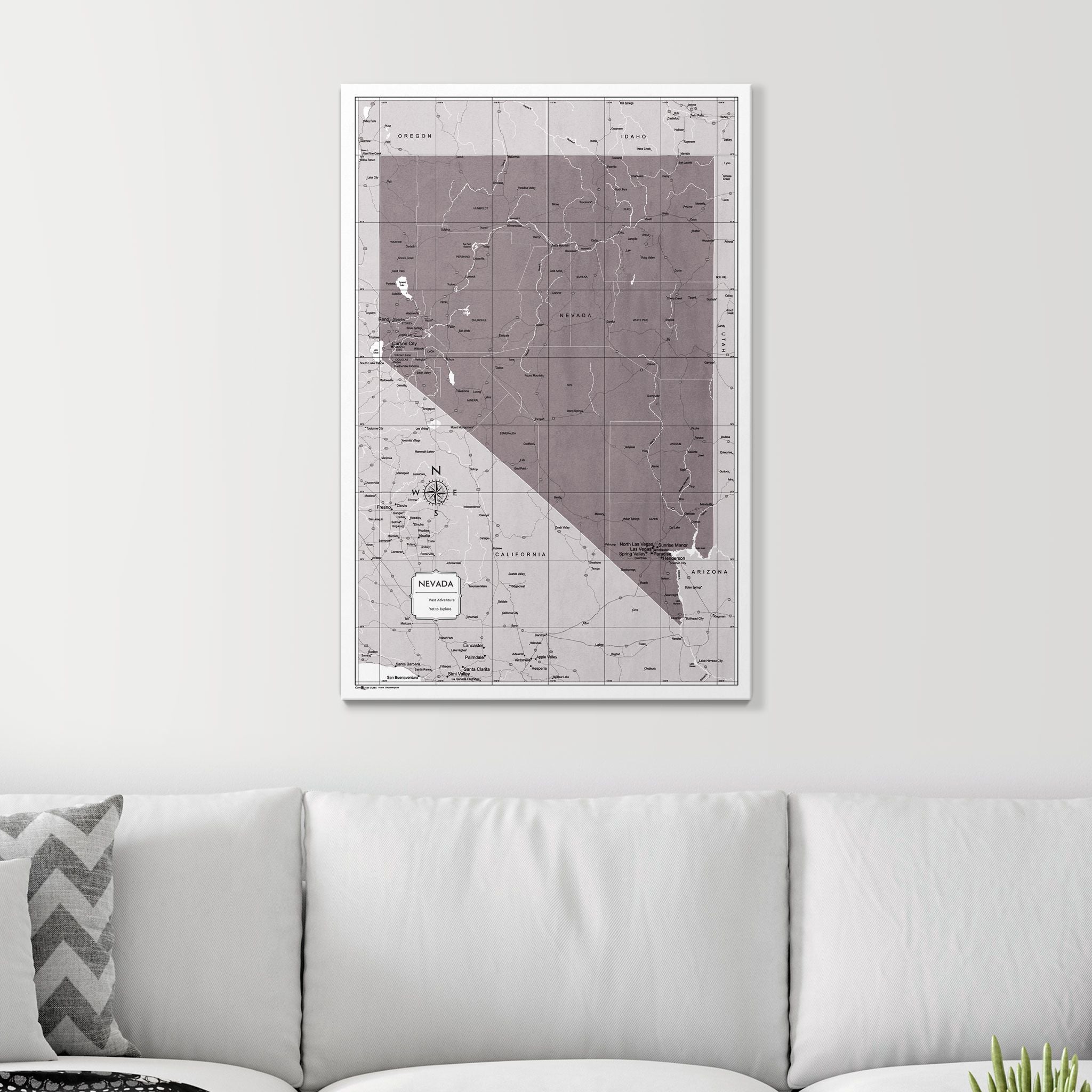 Push Pin Nevada Map (Pin Board) - Dark Brown Color Splash CM Pin Board