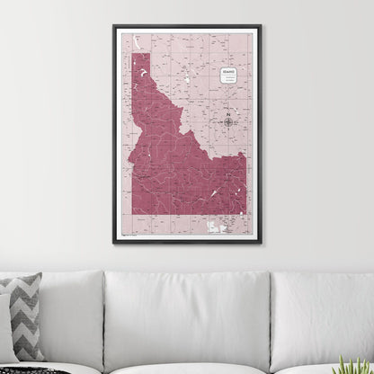 Push Pin Idaho Map (Pin Board) - Burgundy Color Splash CM Pin Board