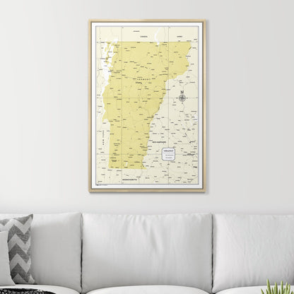 Push Pin Vermont Map (Pin Board) - Yellow Color Splash CM Pin Board