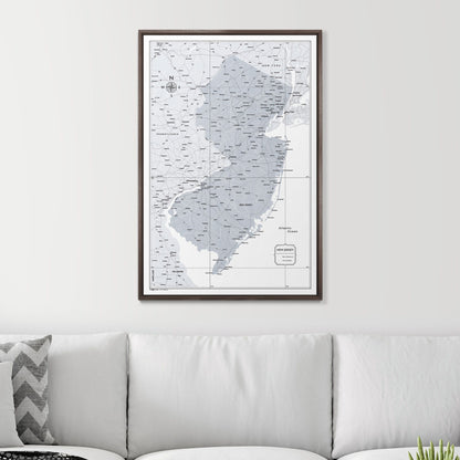 Push Pin New Jersey Map (Pin Board) - Light Gray Color Splash CM Pin Board