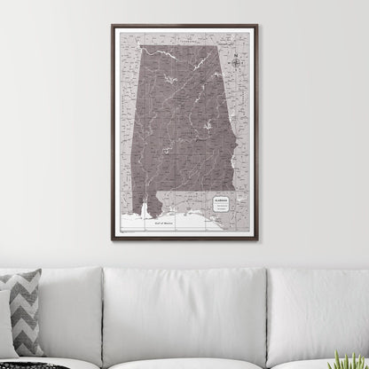 Push Pin Alabama Map (Pin Board) - Dark Brown Color Splash CM Pin Board