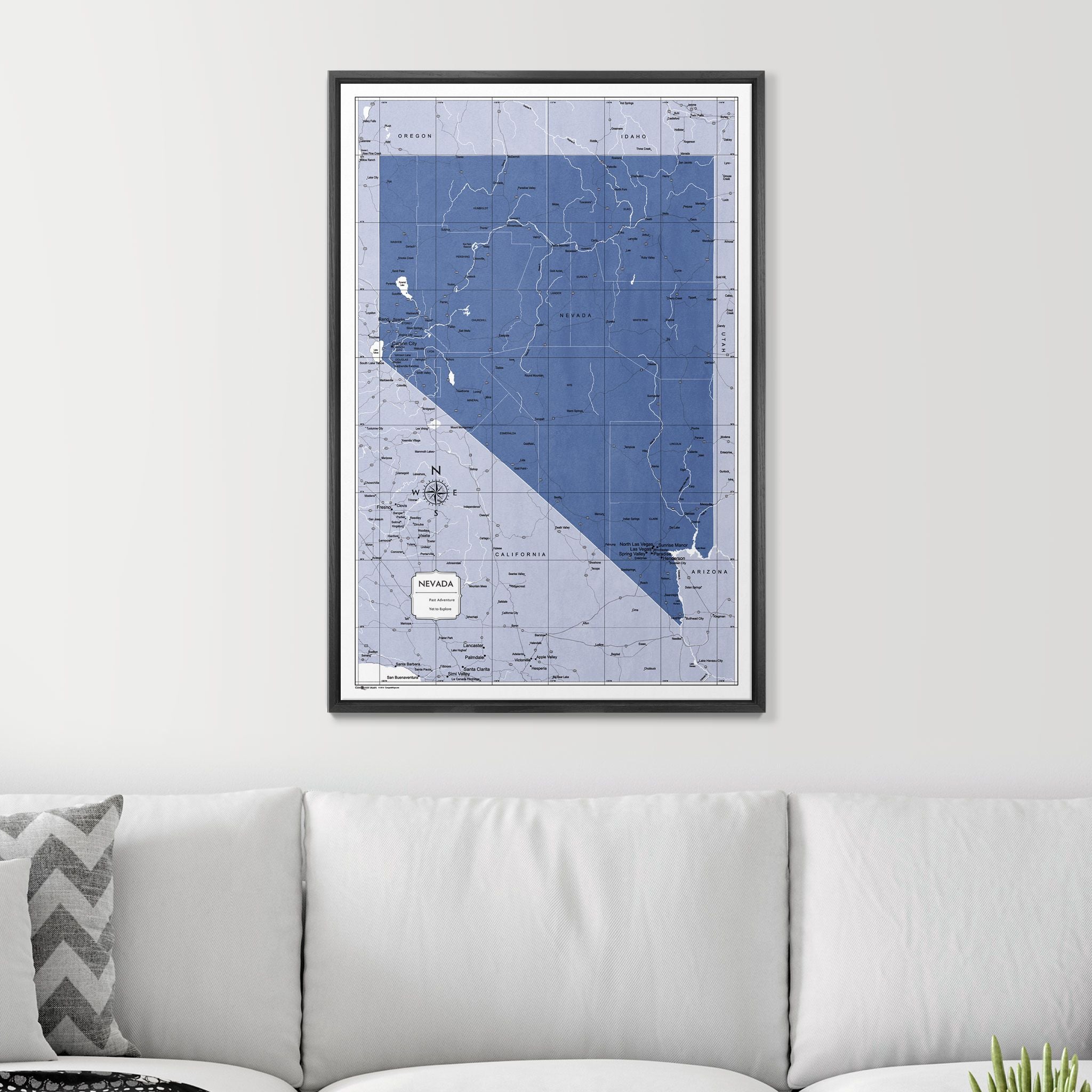 Push Pin Nevada Map (Pin Board) - Navy Color Splash CM Pin Board