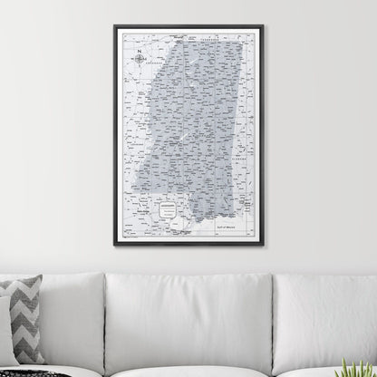 Push Pin Mississippi Map (Pin Board) - Light Gray Color Splash CM Pin Board