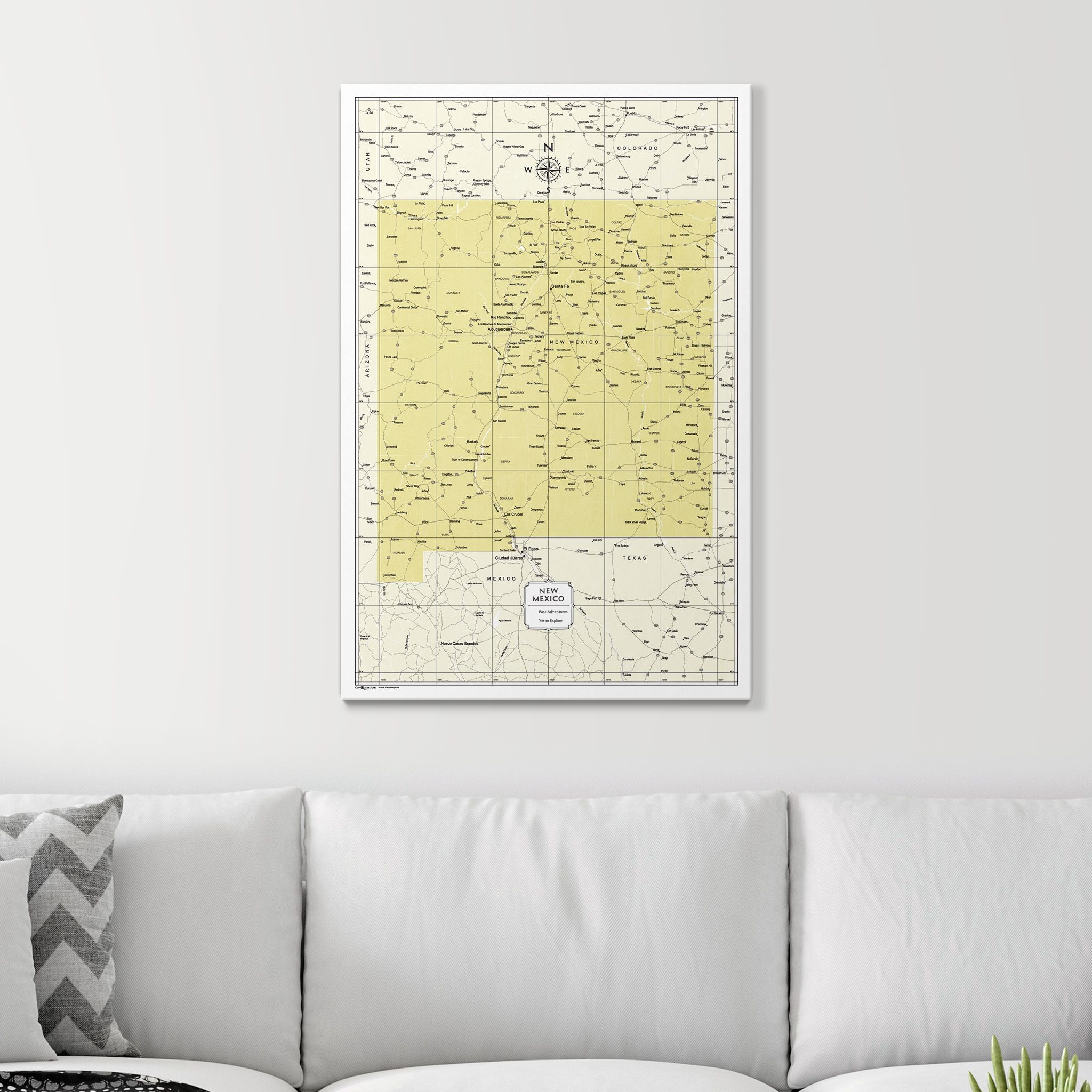 Push Pin New Mexico Map (Pin Board) - Yellow Color Splash CM Pin Board