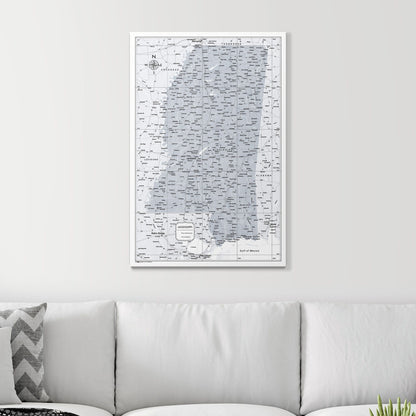 Push Pin Mississippi Map (Pin Board) - Light Gray Color Splash CM Pin Board