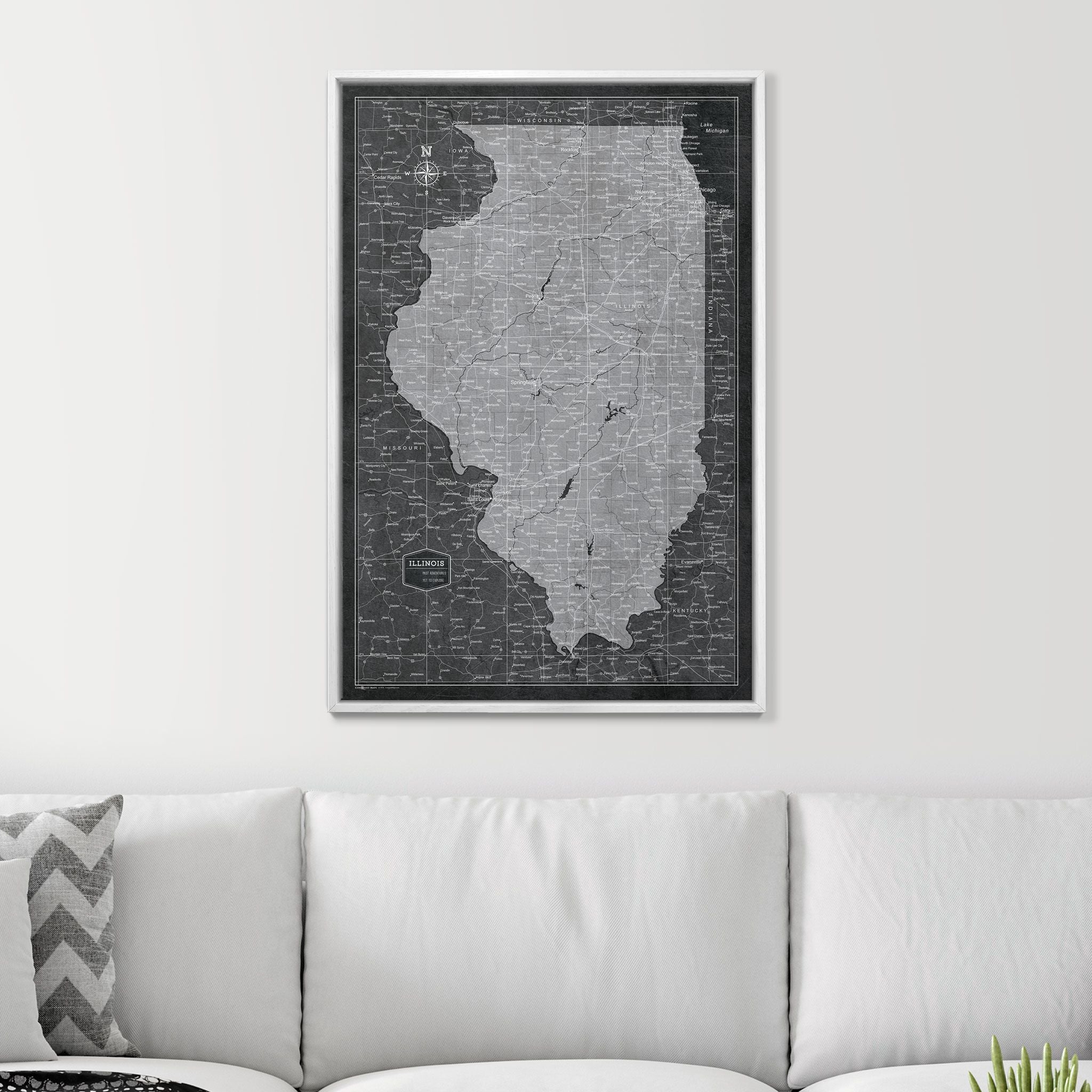 Push Pin Illinois Map (Pin Board) - Modern Slate CM Pin Board