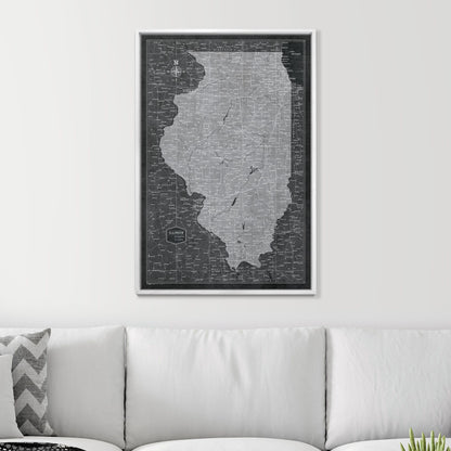 Push Pin Illinois Map (Pin Board) - Modern Slate CM Pin Board