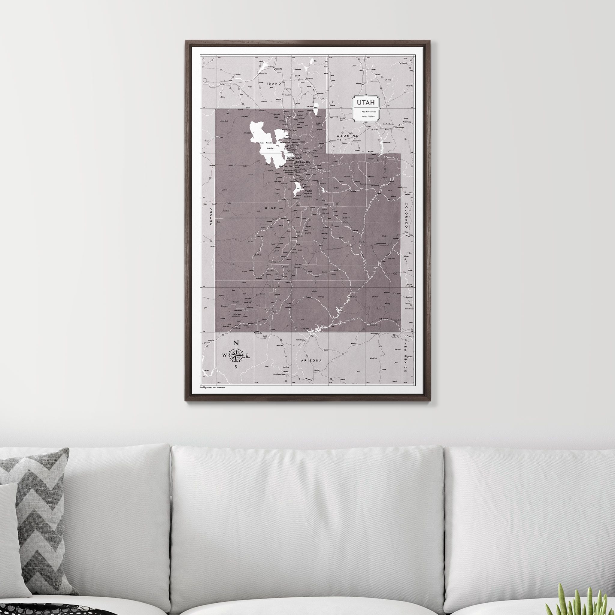 Push Pin Utah Map (Pin Board) - Dark Brown Color Splash CM Pin Board