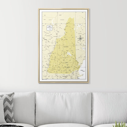 Push Pin New Hampshire Map (Pin Board) - Yellow Color Splash CM Pin Board