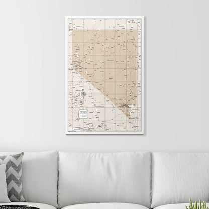 Push Pin Nevada Map (Pin Board) - Light Brown Color Splash CM Pin Board