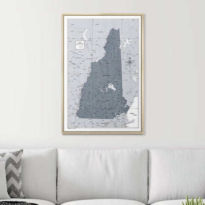 Push Pin New Hampshire Map (Pin Board) - Dark Gray Color Splash CM Pin Board