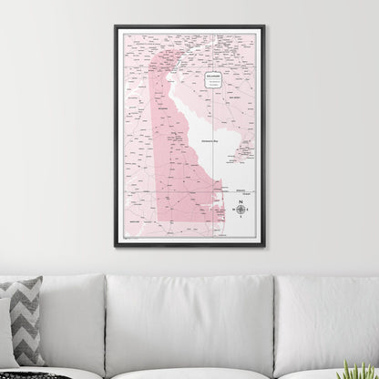 Push Pin Delaware Map (Pin Board) - Pink Color Splash CM Pin Board