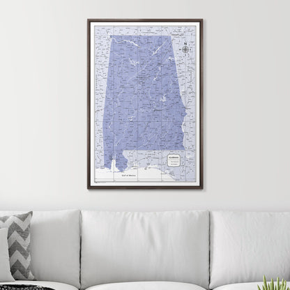 Push Pin Alabama Map (Pin Board) - Purple Color Splash CM Pin Board