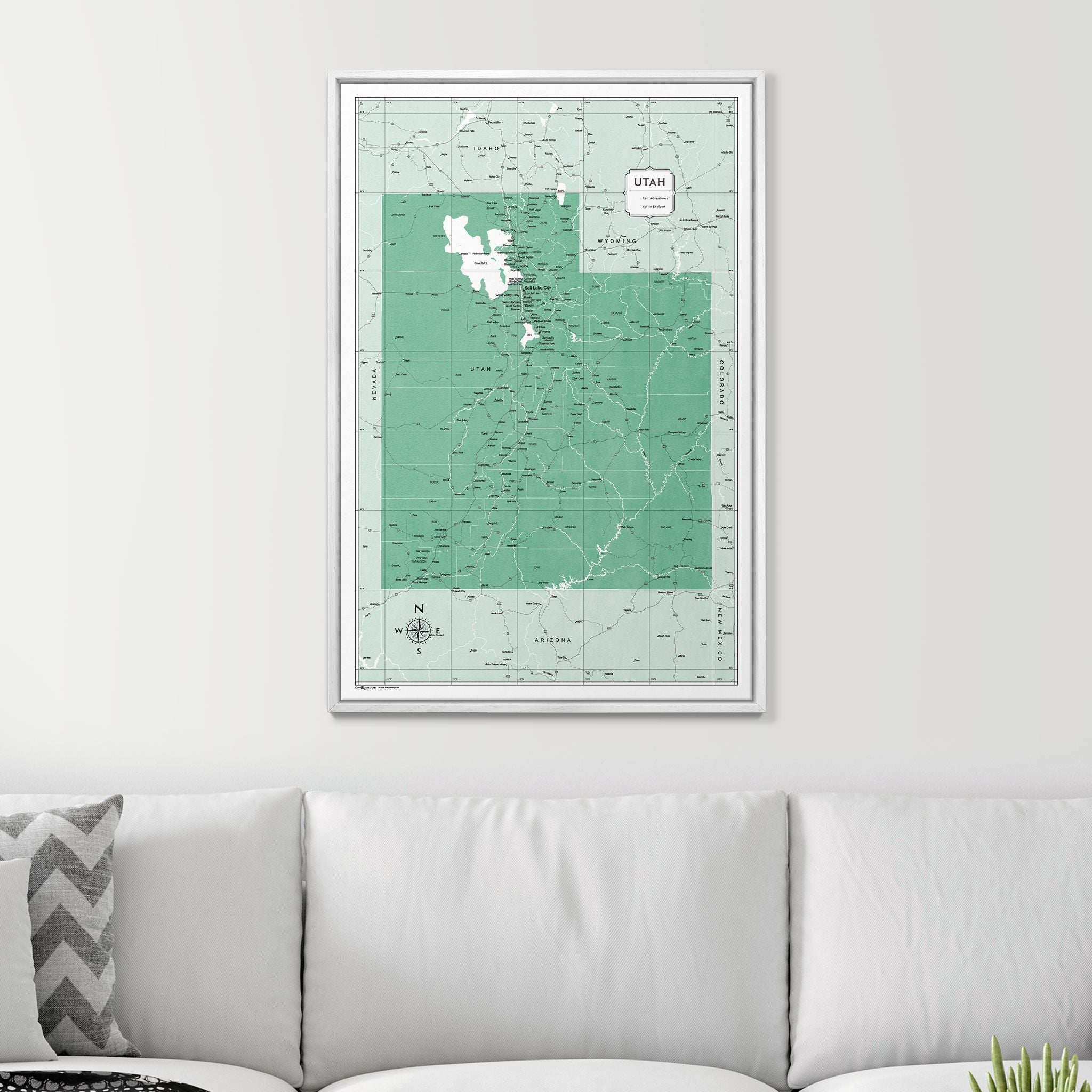 Push Pin Utah Map (Pin Board) - Green Color Splash CM Pin Board