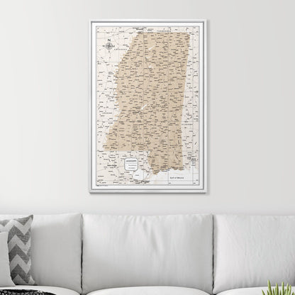 Push Pin Mississippi Map (Pin Board) - Light Brown Color Splash CM Pin Board