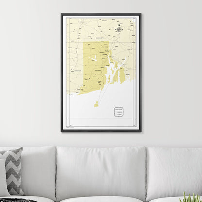 Push Pin Rhode Island Map (Pin Board) - Yellow Color Splash CM Pin Board