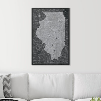 Push Pin Illinois Map (Pin Board) - Modern Slate CM Pin Board